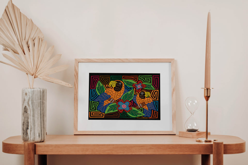 Fantasy Orange And Blue Two Parrot Bird Mola
