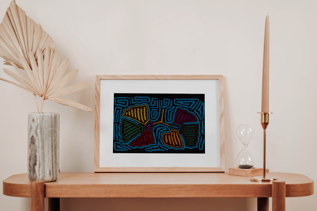 Classic Black And Blue Autumn Leaves Mola