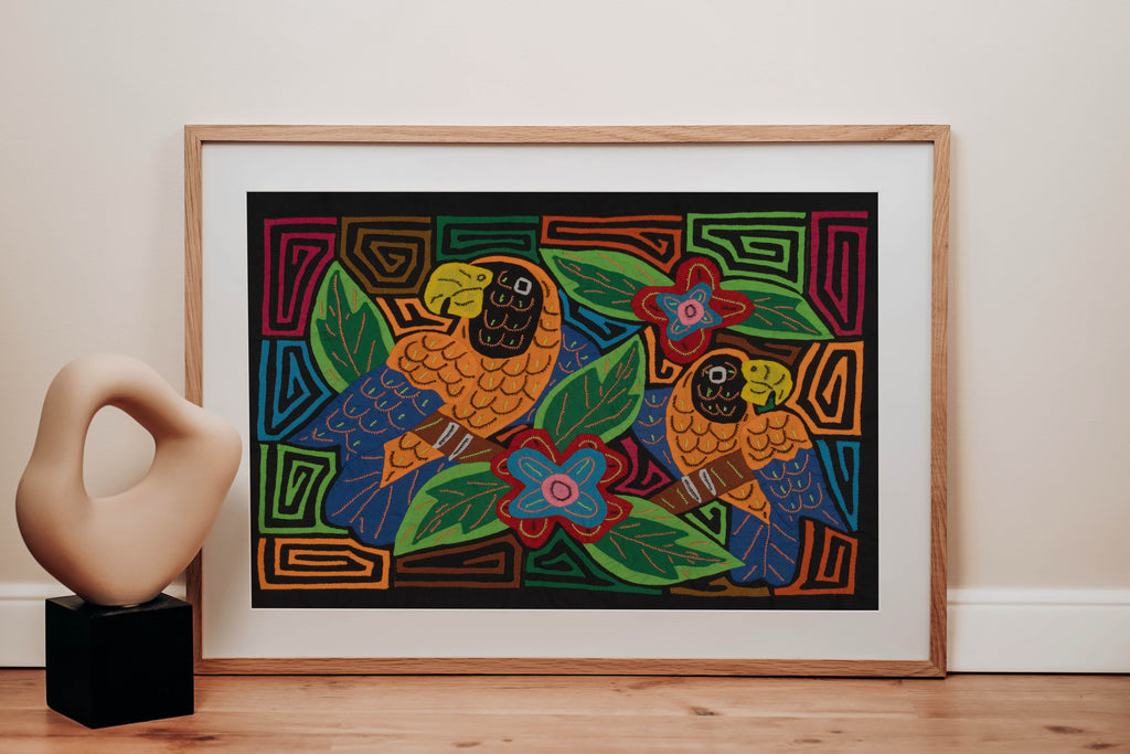 Fantasy Orange And Blue Two Parrot Bird Mola