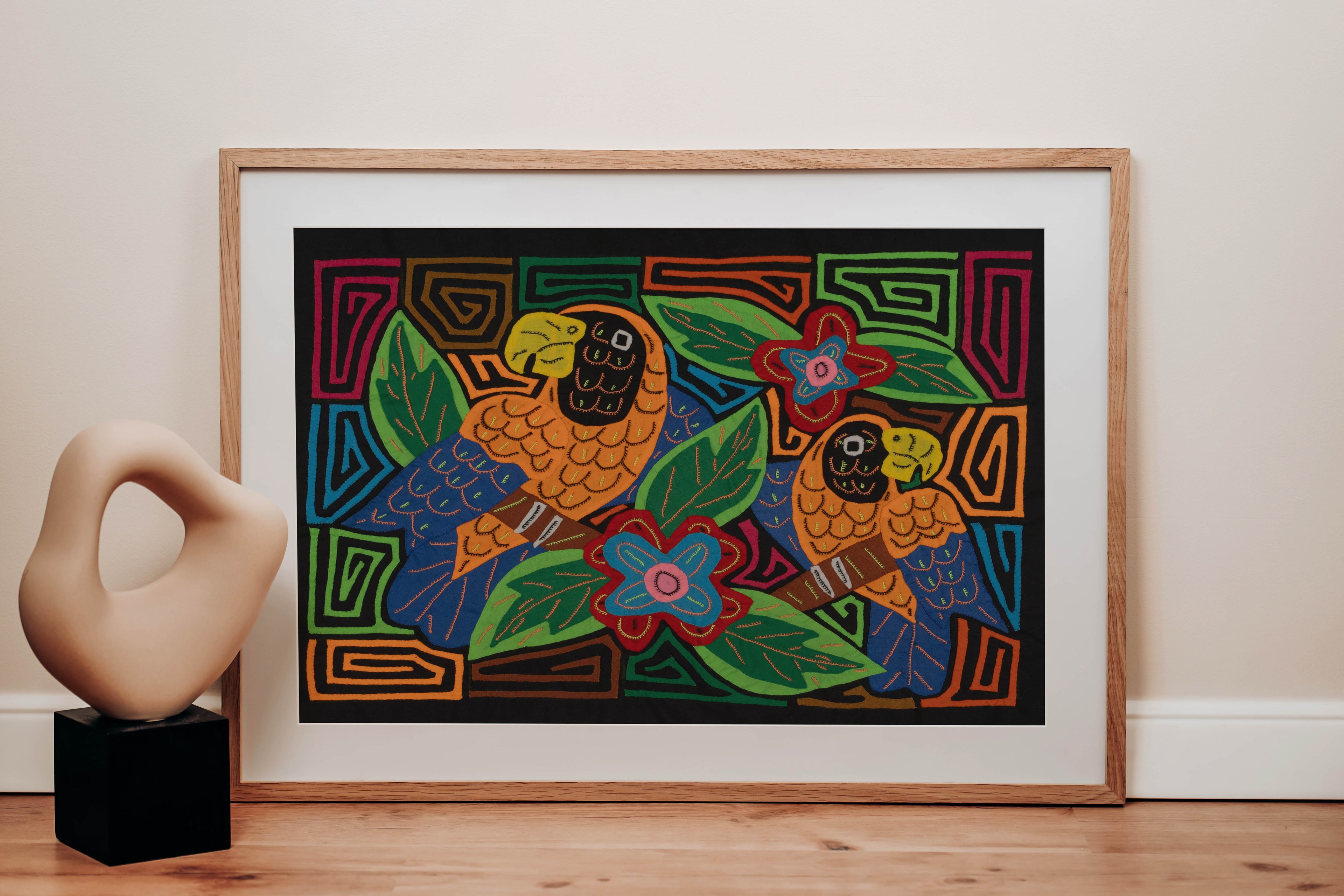Fantasy Orange And Blue Two Parrot Bird Mola