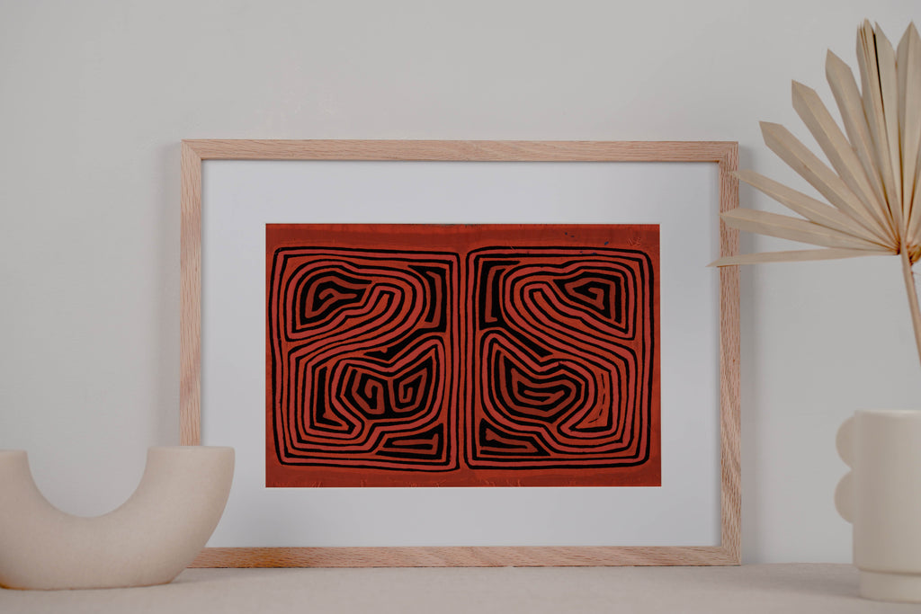 Classic Orange And Black Traditional Design Mola