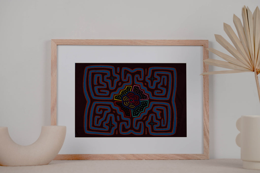 Maroon And Blue Floral Flower Mola
