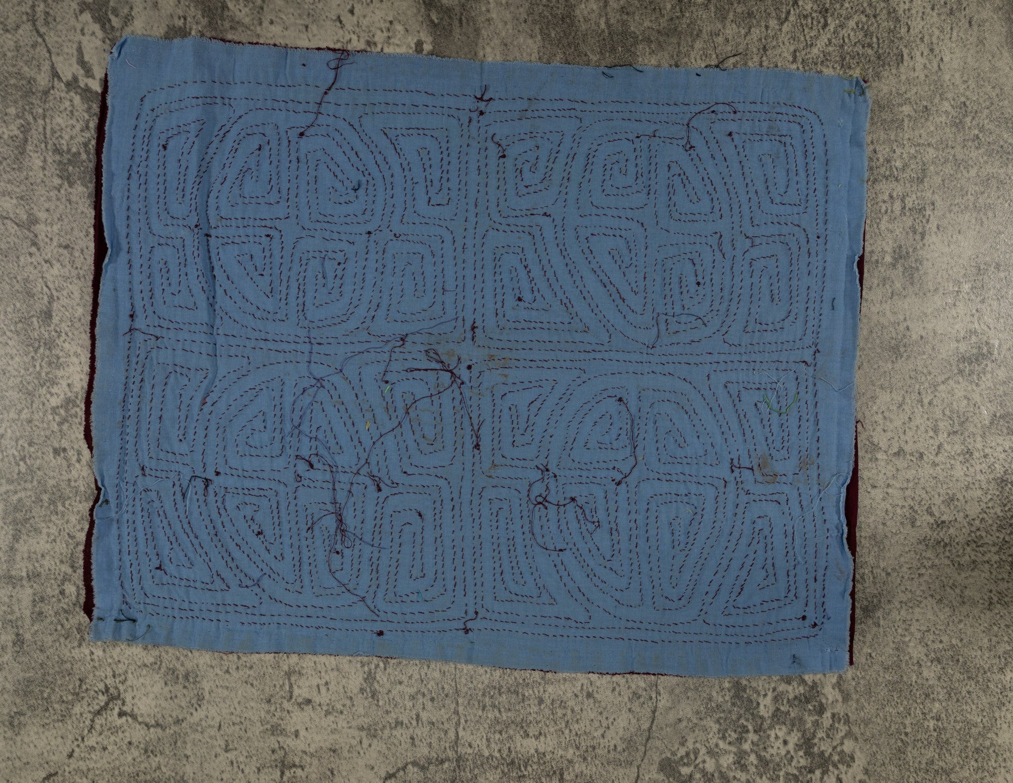 Classic Maroon And Blue Kuna Mola