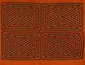 Vintage Orange And Black Four Square Mola