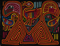Traditional Red Orange And Blue Jungle Bird Mola