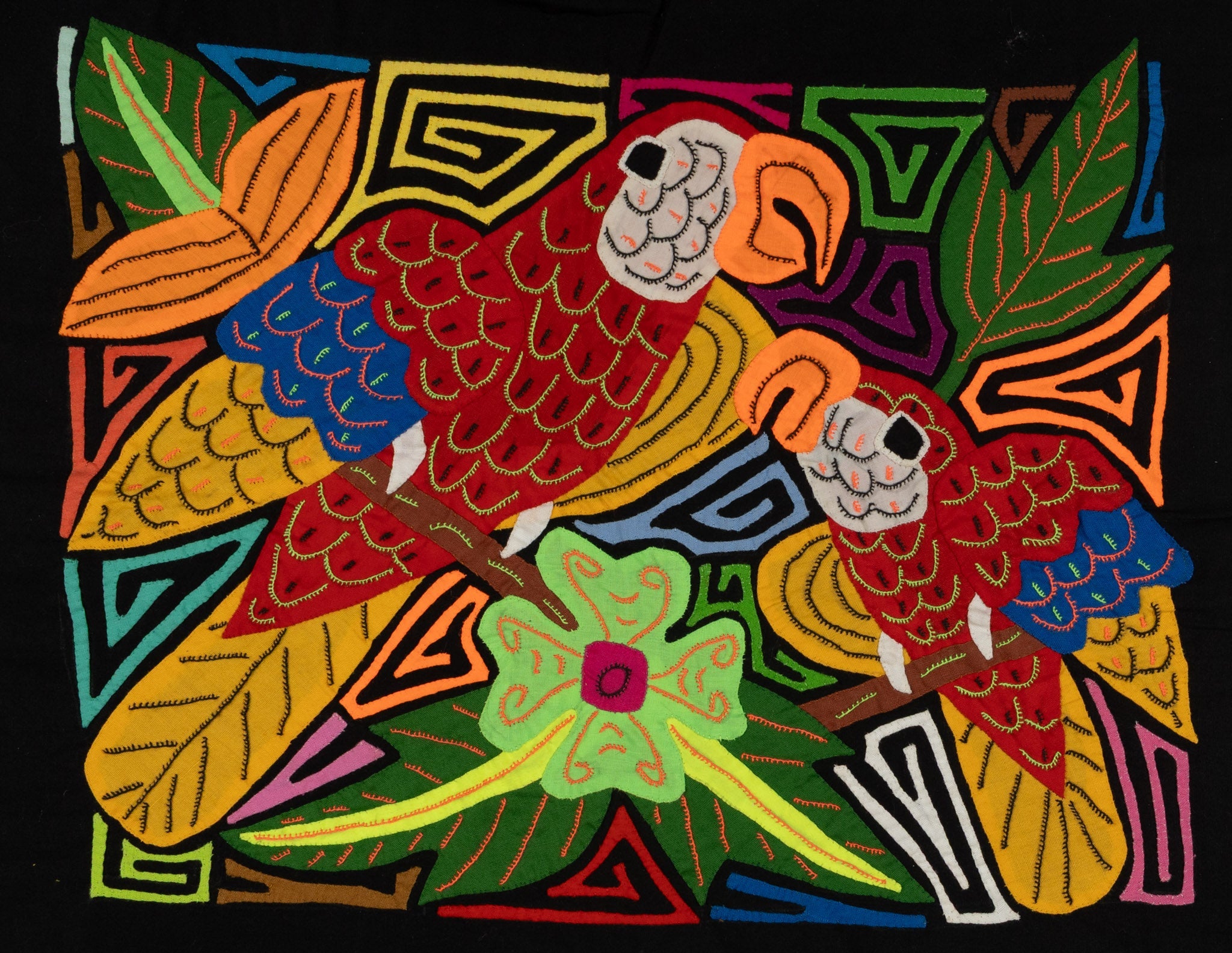 Fantasy Red Blue And Yellow Two Parrot Bird Mola