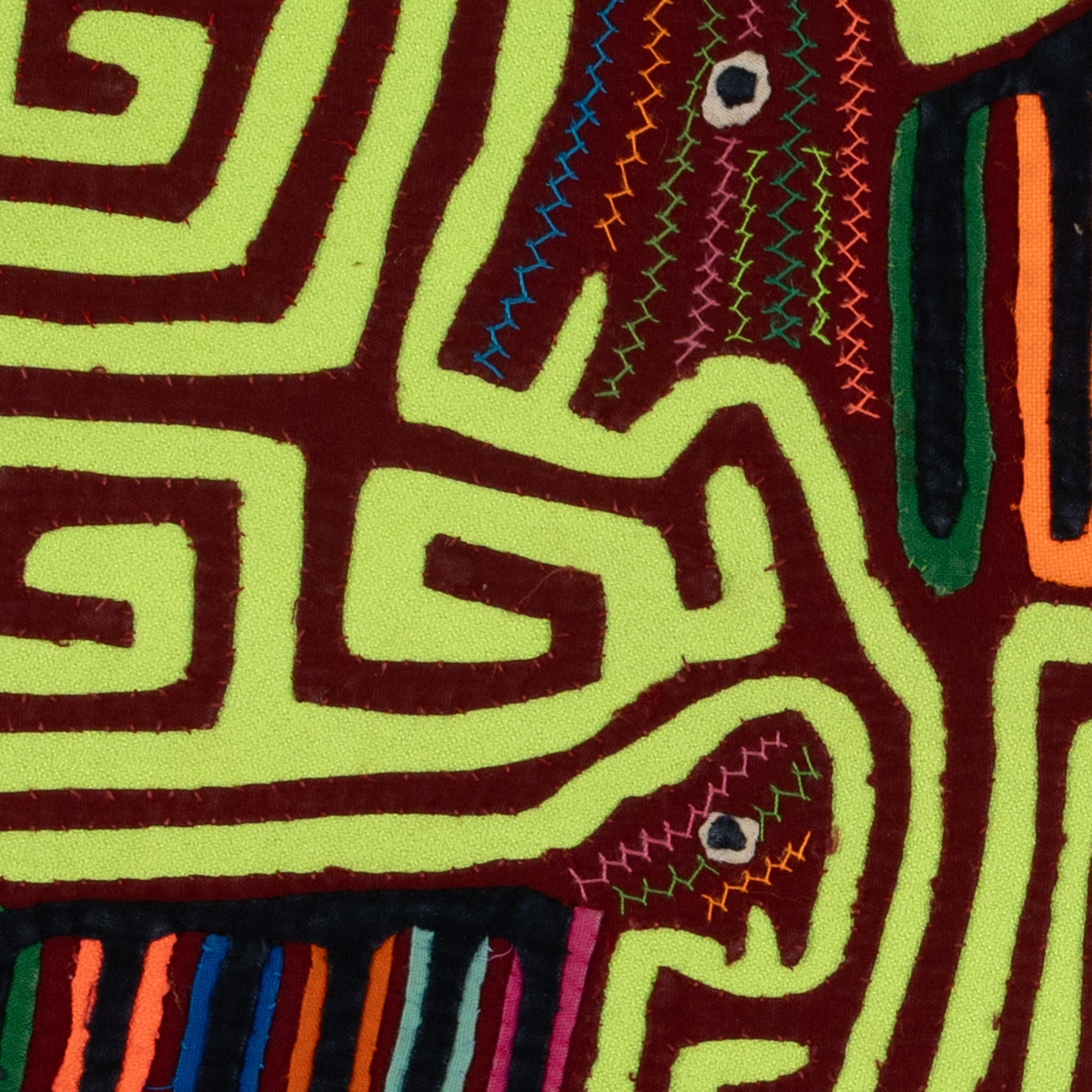 Traditional Green And Burgundy Strange Bird Mola