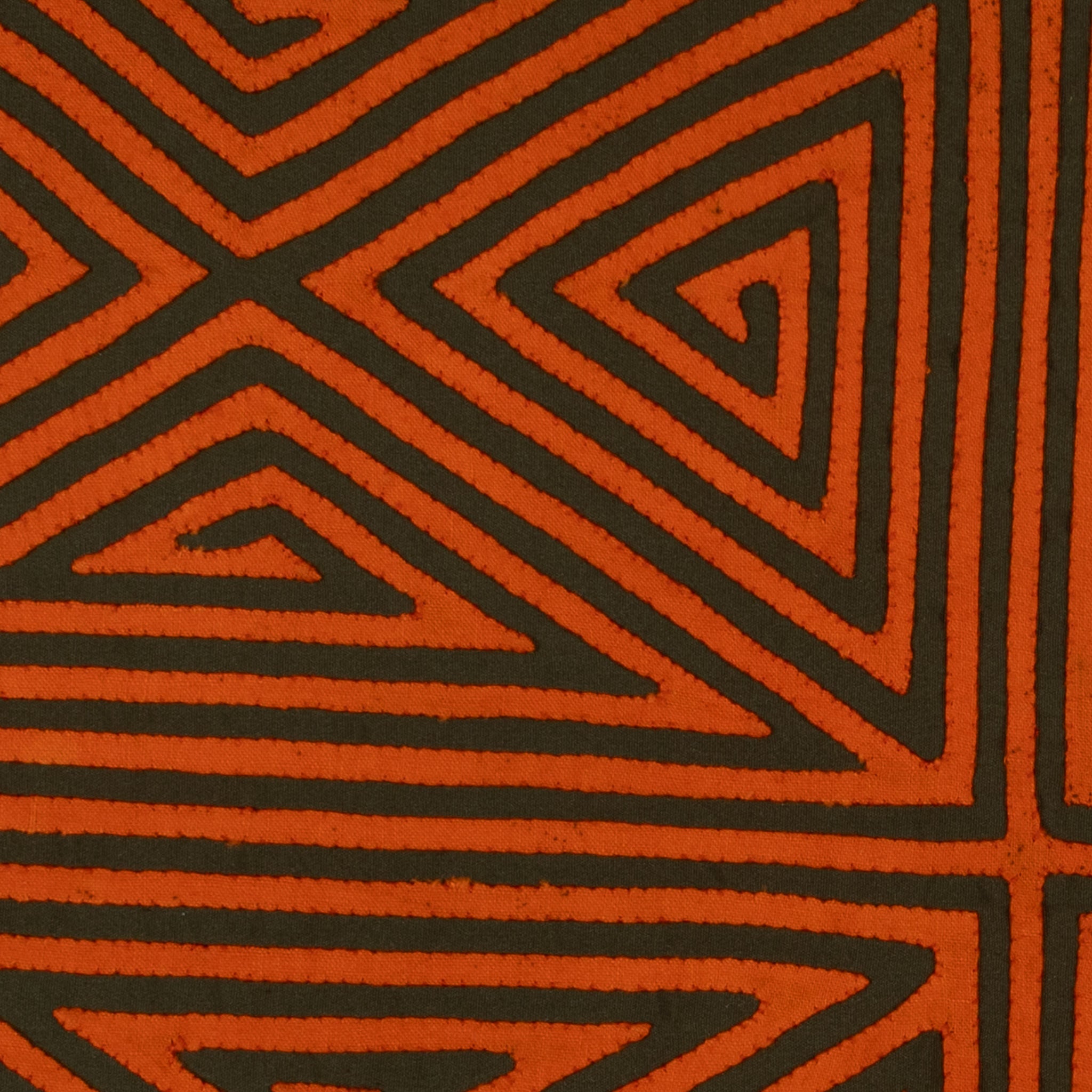 Vintage Orange And Black Four Square Mola