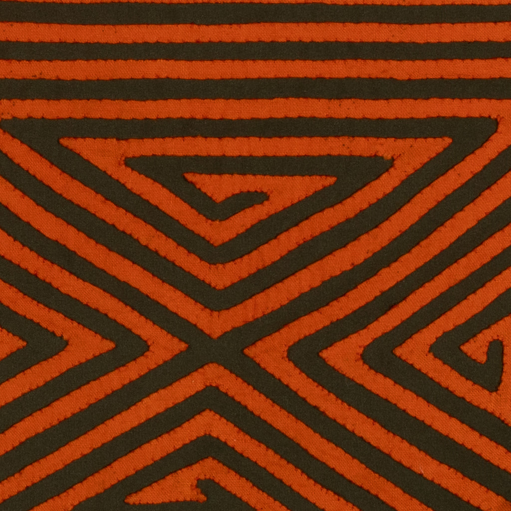 Vintage Orange And Black Four Square Mola