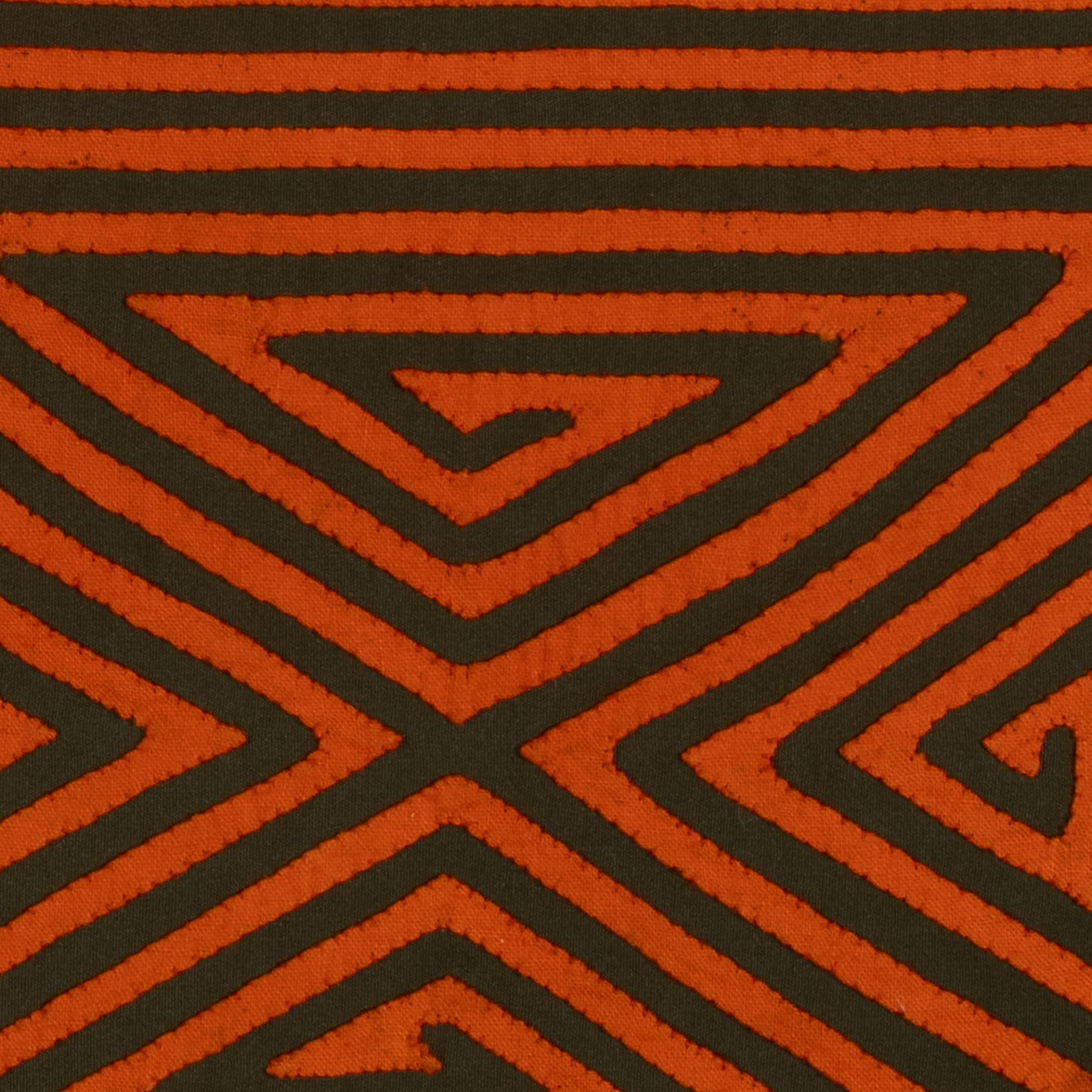 Vintage Orange And Black Four Square Mola