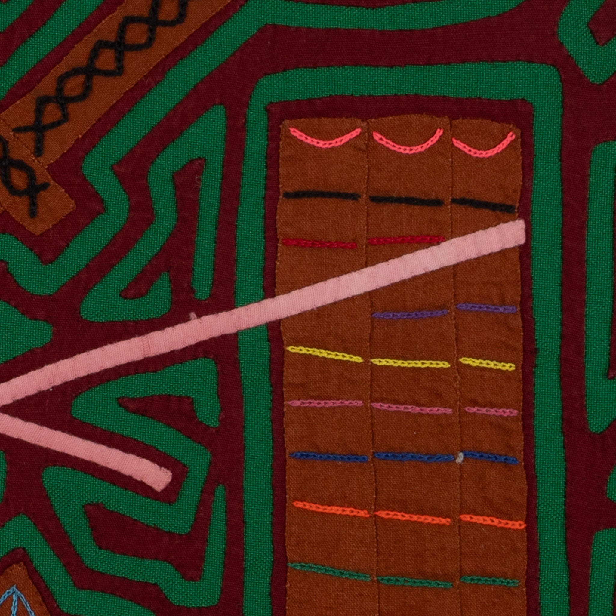 Traditional Burgundy and Green Musical Mola