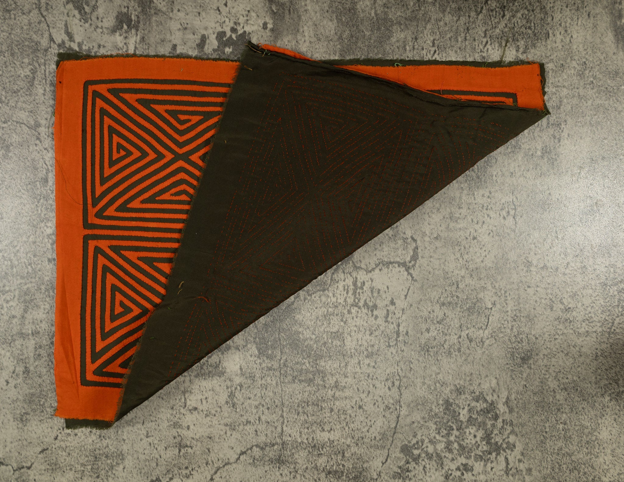 Vintage Orange And Black Four Square Mola