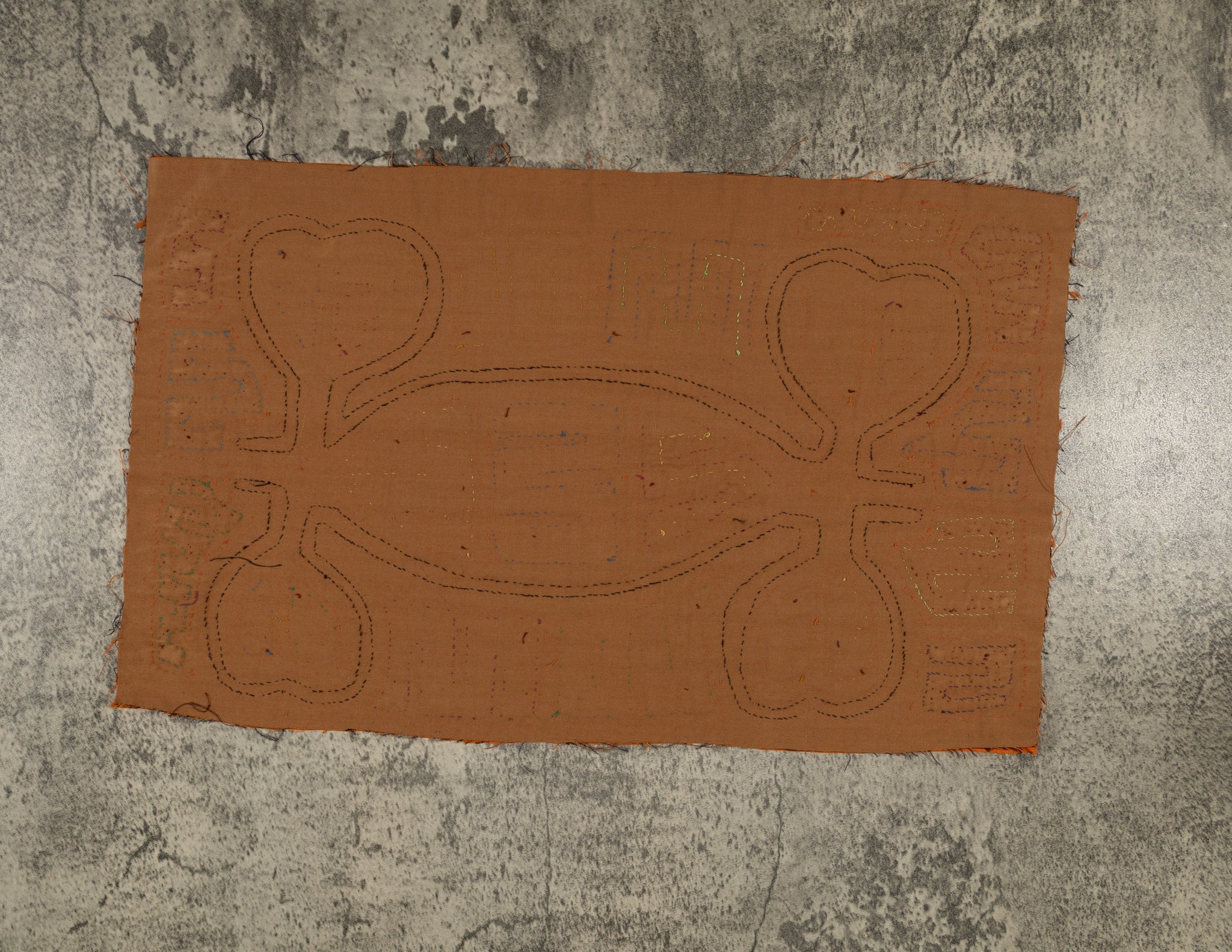 Classic Orange And Brown Cayuco With Outrigger Mola
