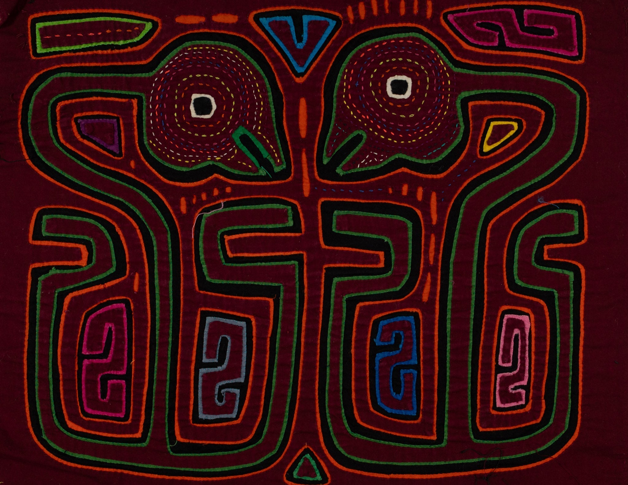 Traditional Burgundy and Green Talking Head Mola