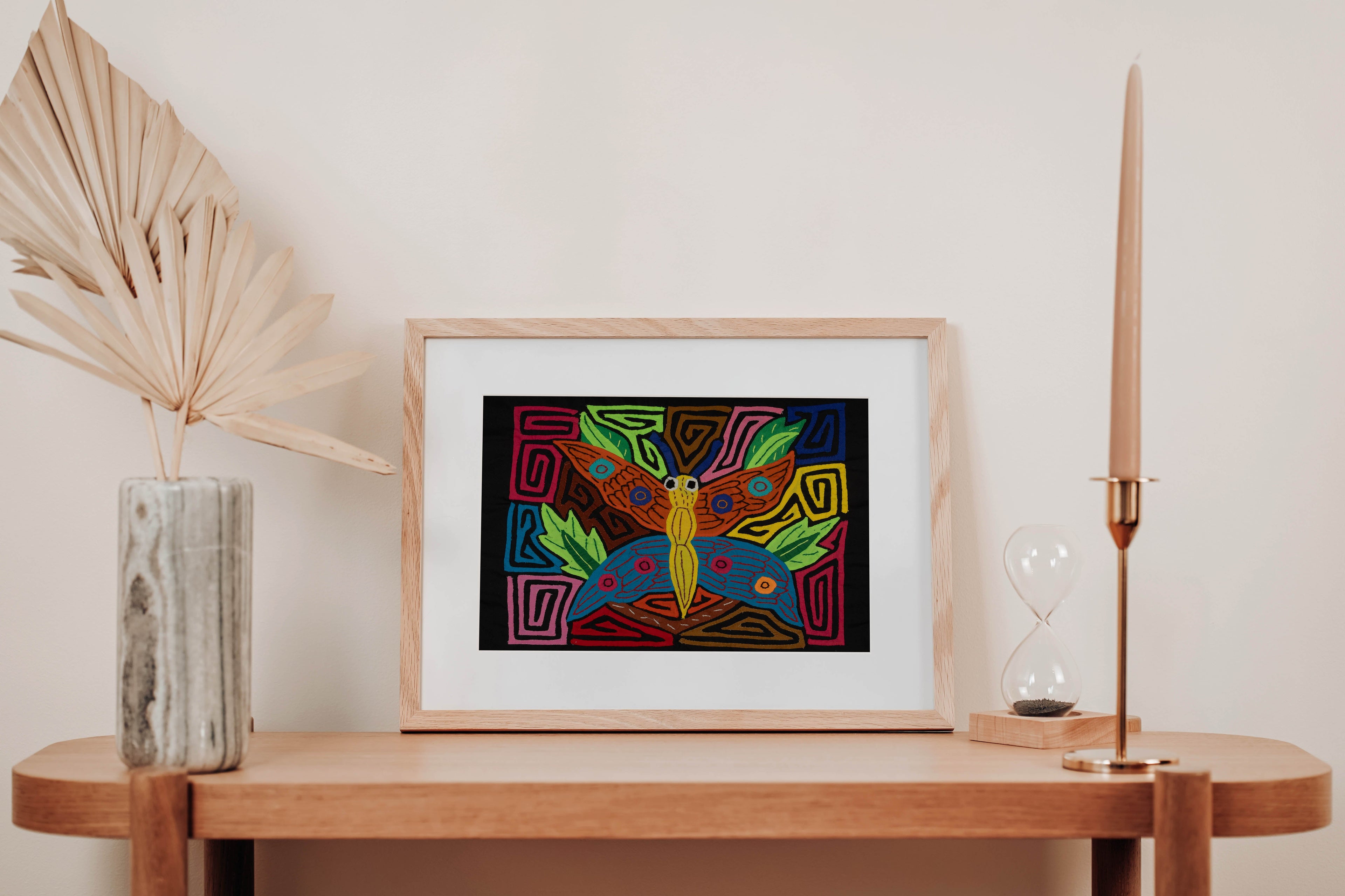 Yellow Jungle Morpho Butterfly with Leaves Mola