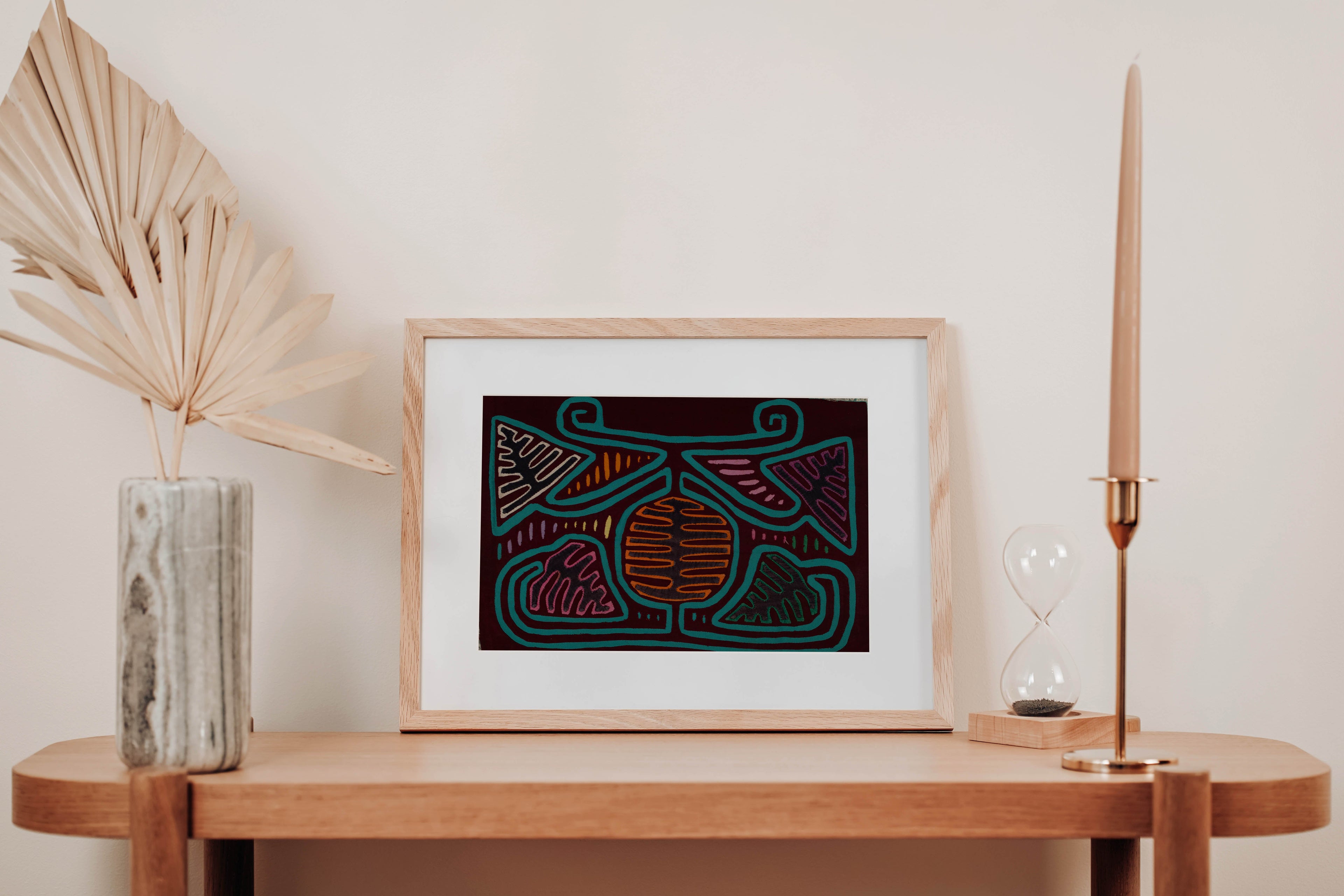Classic Maroon and Turquoise Autumn Leaf Mola