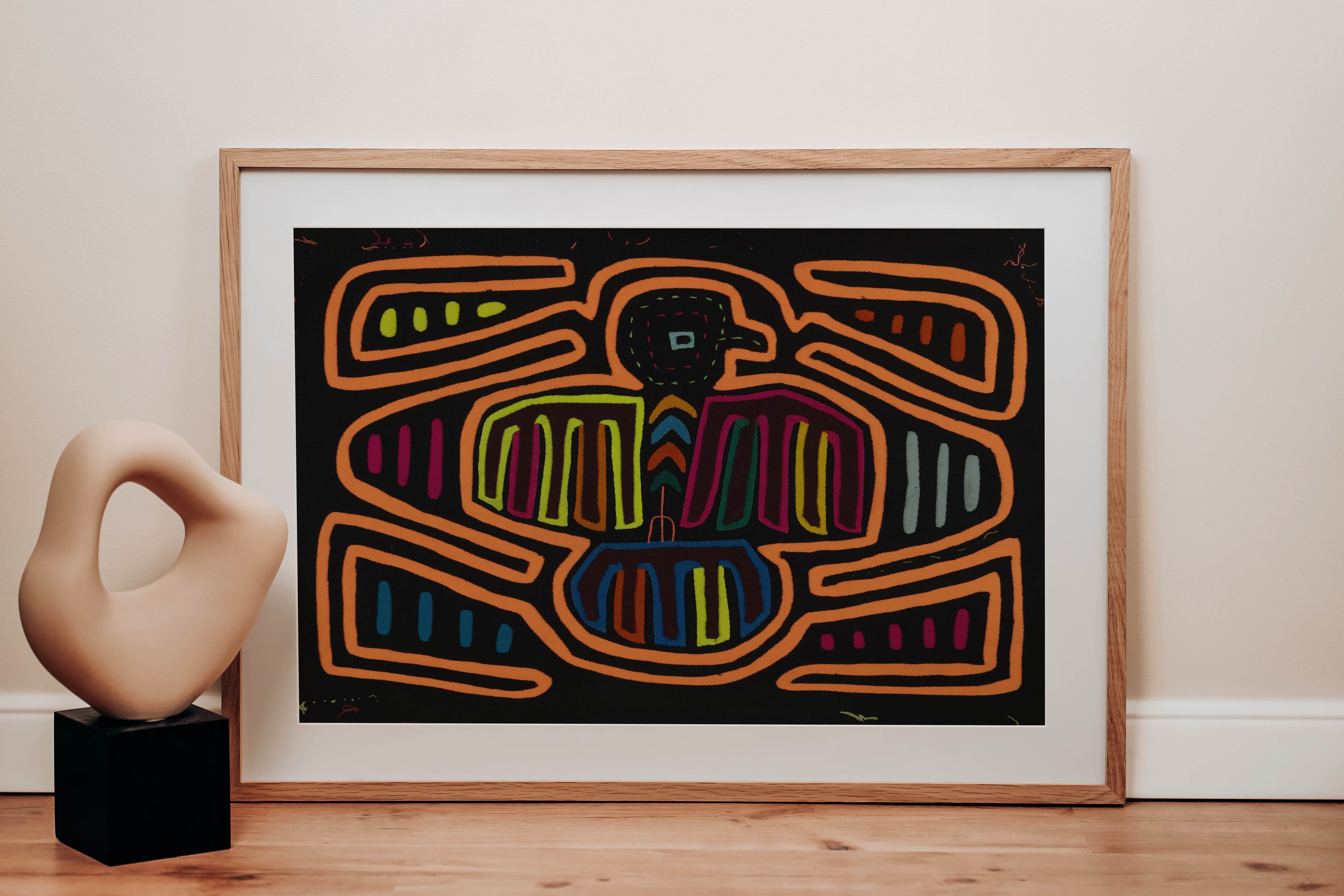 Classic Orange And Black Thunderbird Design Mola