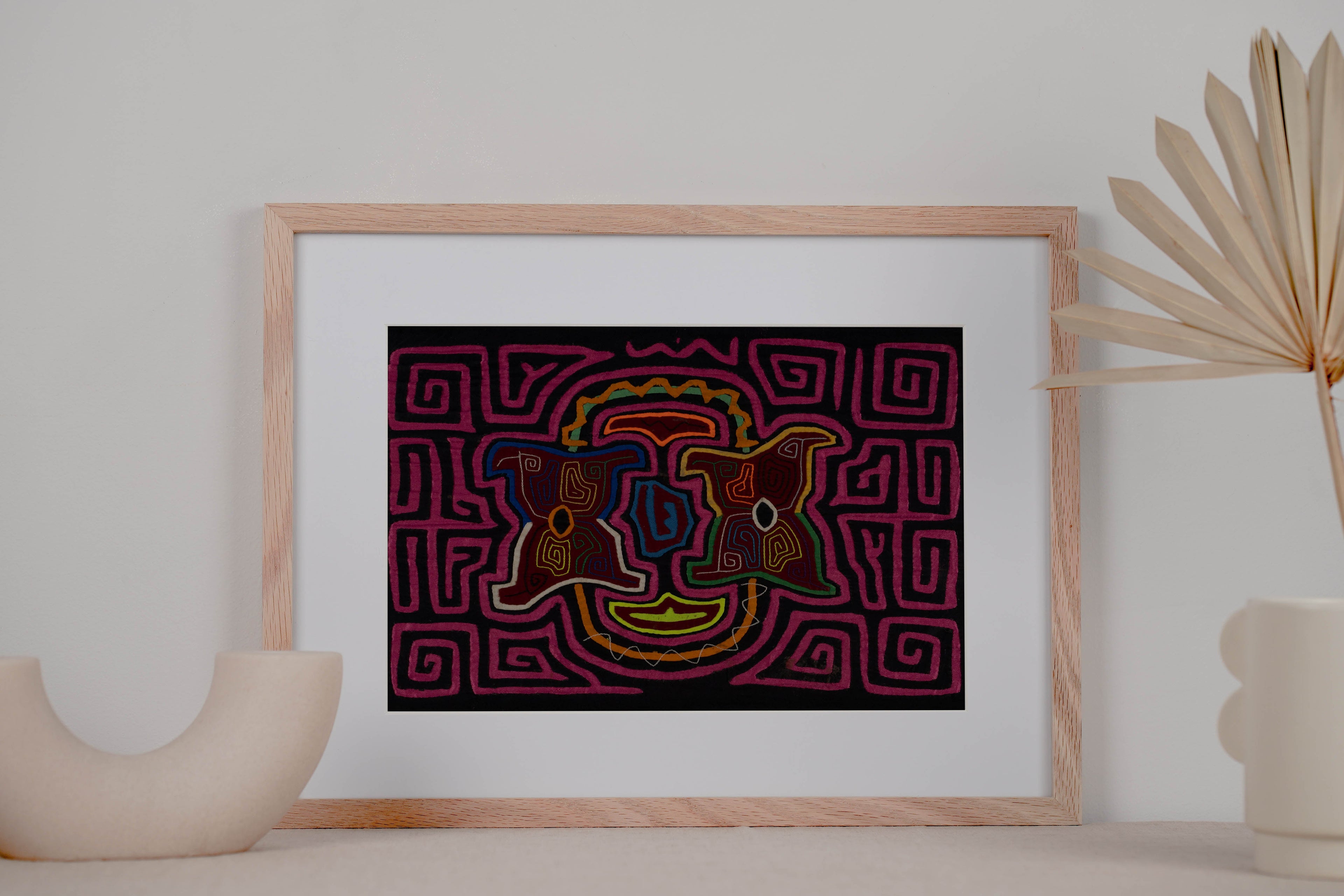 Traditional Hot Pink Floral Flower Mola