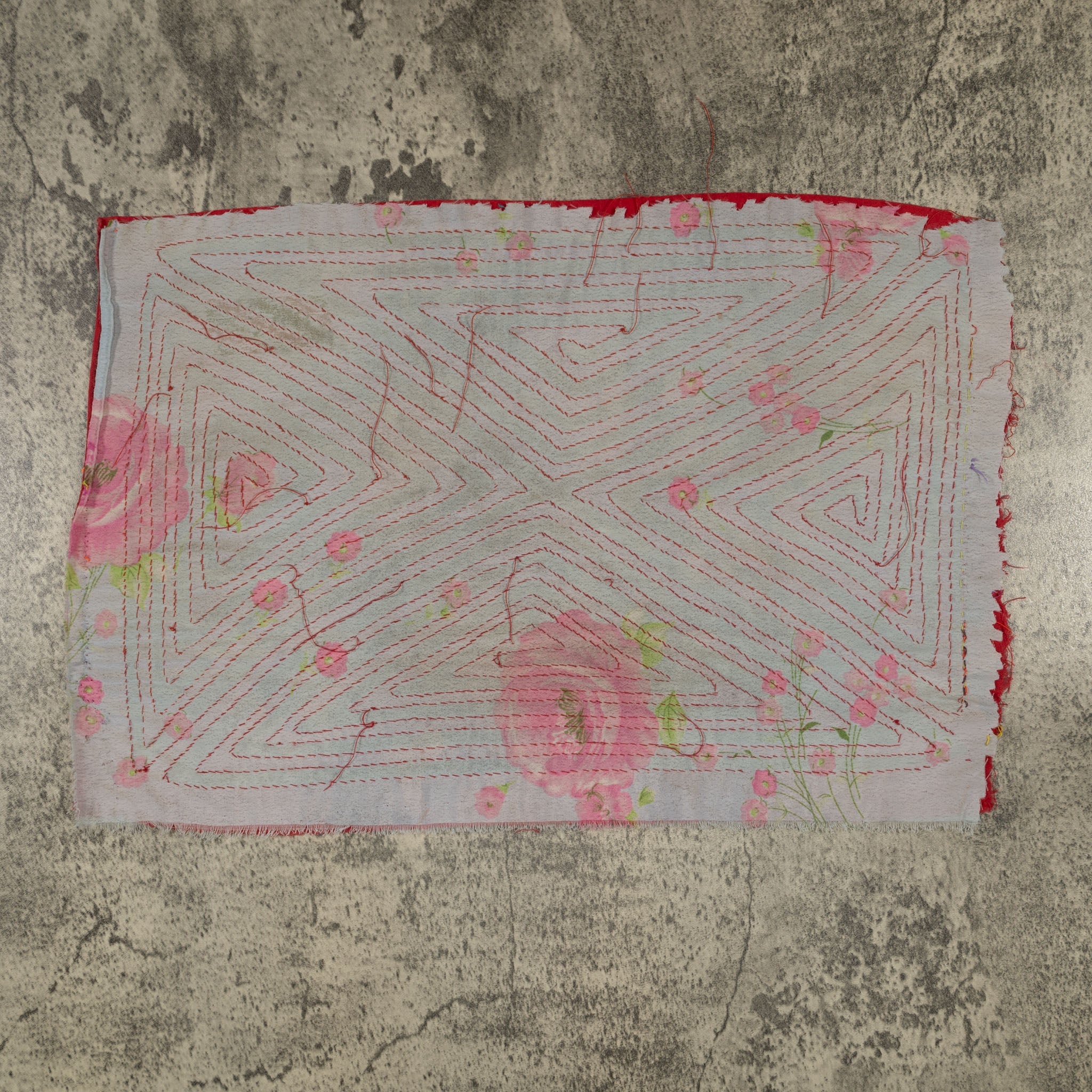 Vintage Red And Gray Floral Background Mola