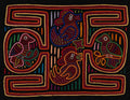 Traditional Red Orange And Black Bird Mola