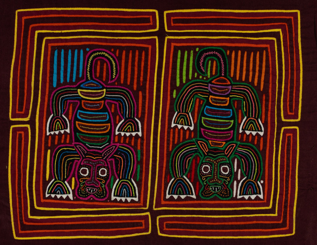 Traditional Red Orange And Yellow Rainforest Cat Mola