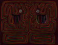 Traditional Maroon Orange And Green Puppy Dog Mola