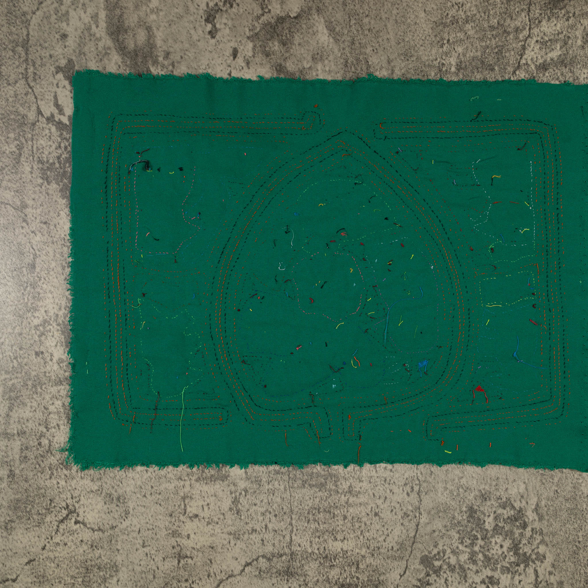 Traditional Orange And Green Bird Mola
