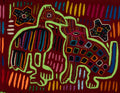 Traditional Burgundy And Green Feeding The Dog Mola
