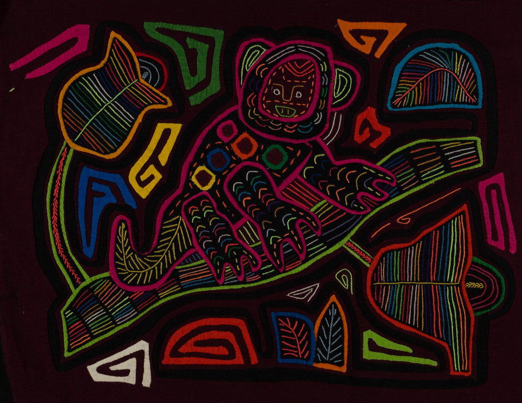 Burgundy And Pink Monkey Ape Of The Rainforest Mola