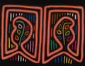 Traditional Psychedelic Orange And Black Peanut Mola