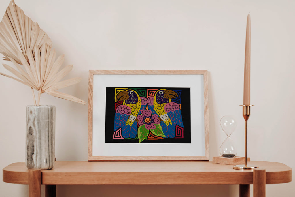 Fantasy Pink Blue And Yellow Two Toucan Parrot Bird Mola
