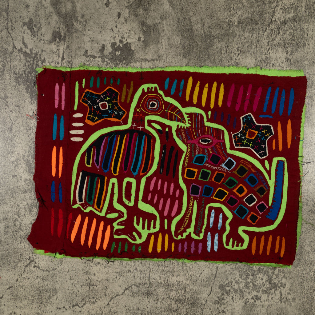 Traditional Burgundy And Green Feeding The Dog Mola