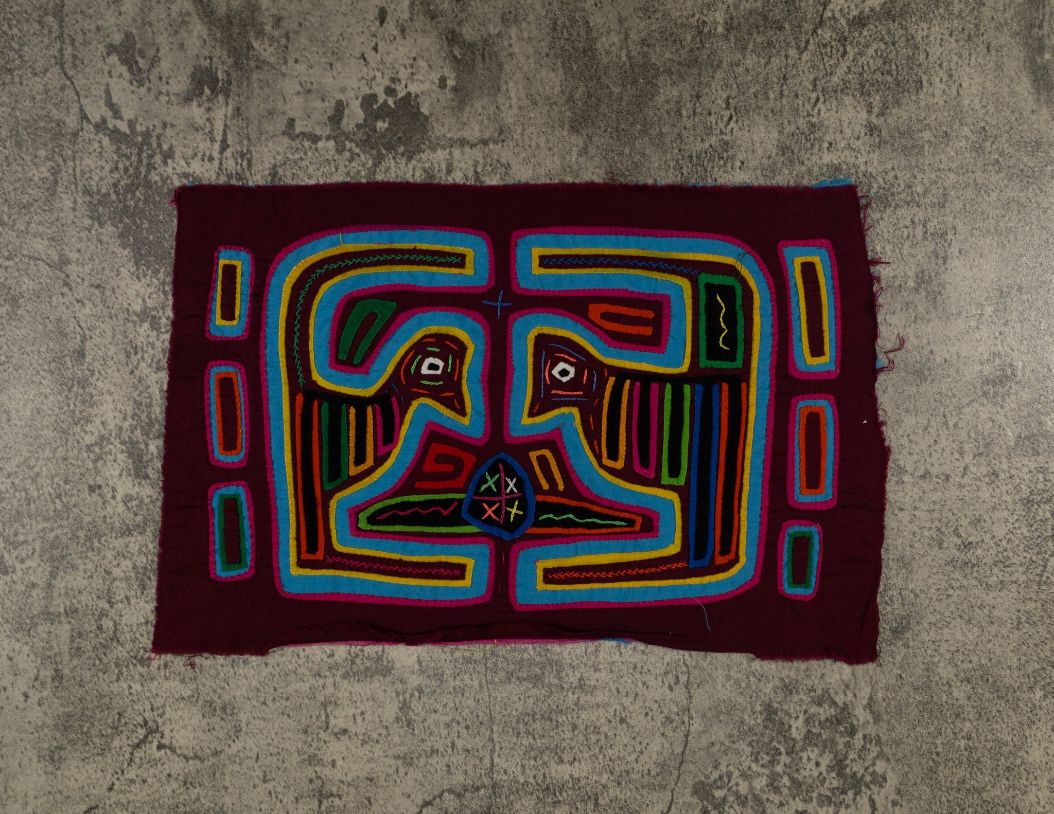 Maroon And Turquoise Optical Illusion Mola