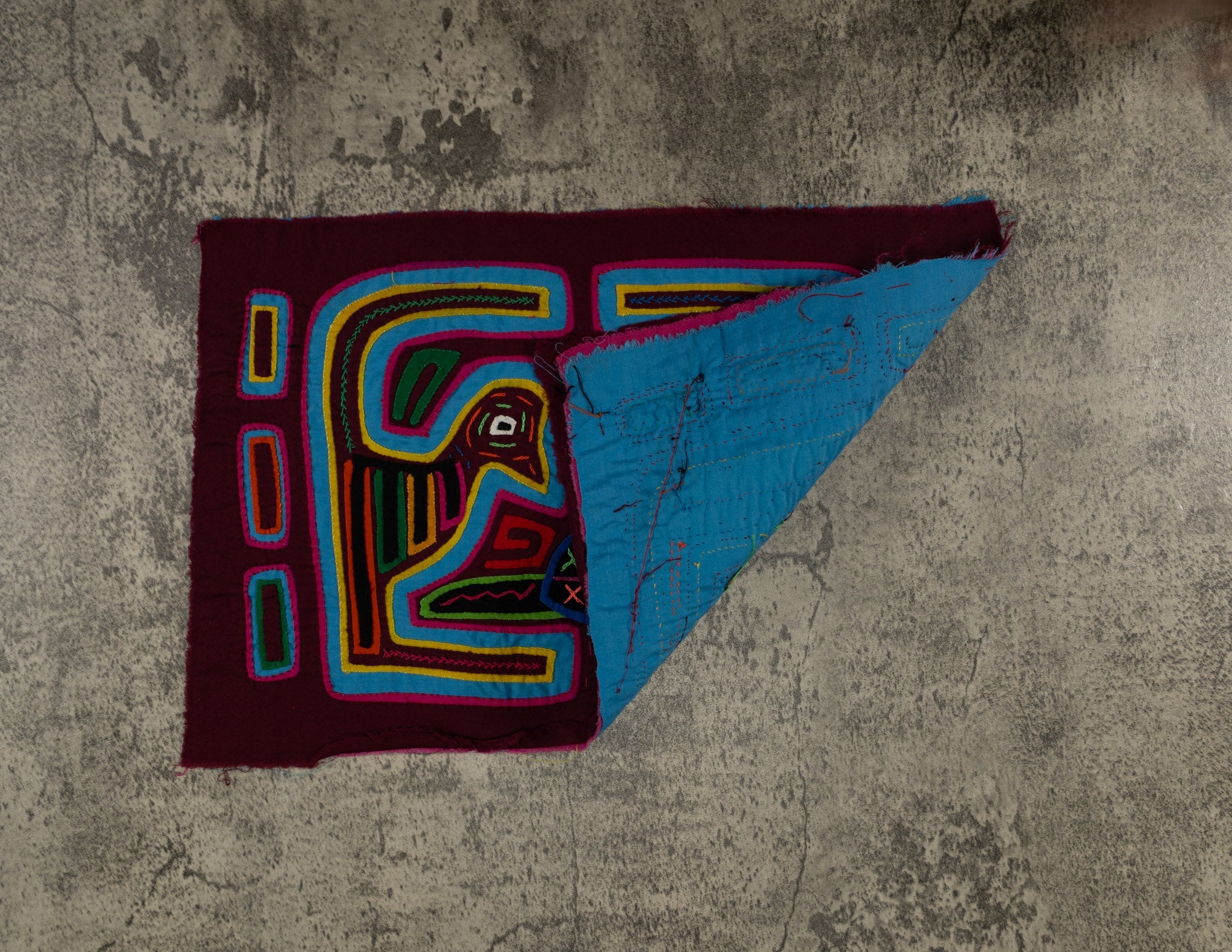 Maroon And Turquoise Optical Illusion Mola