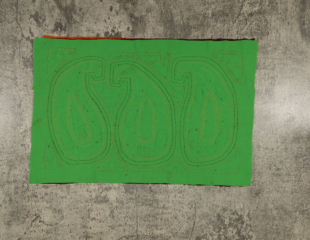 Traditional Orange And Green Gourd Mola