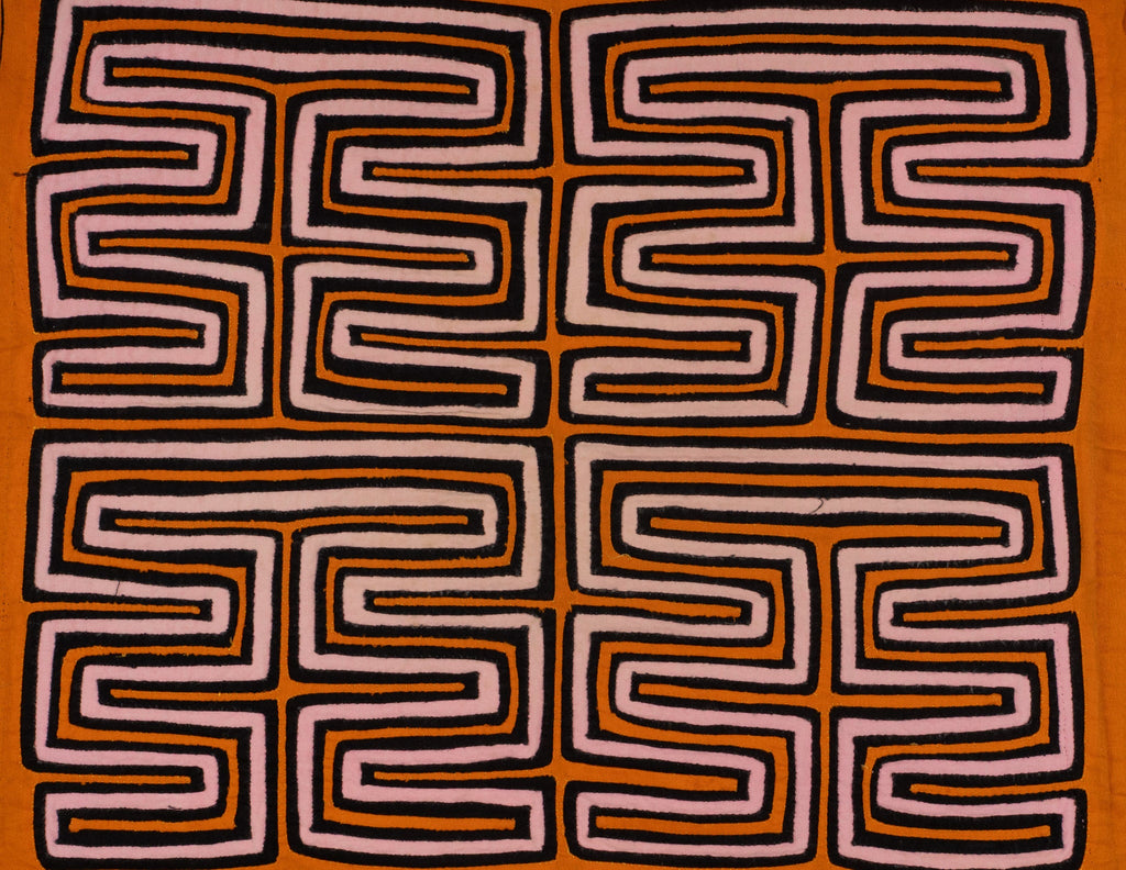 Traditional Orange Black And Cream Classic Design Mola