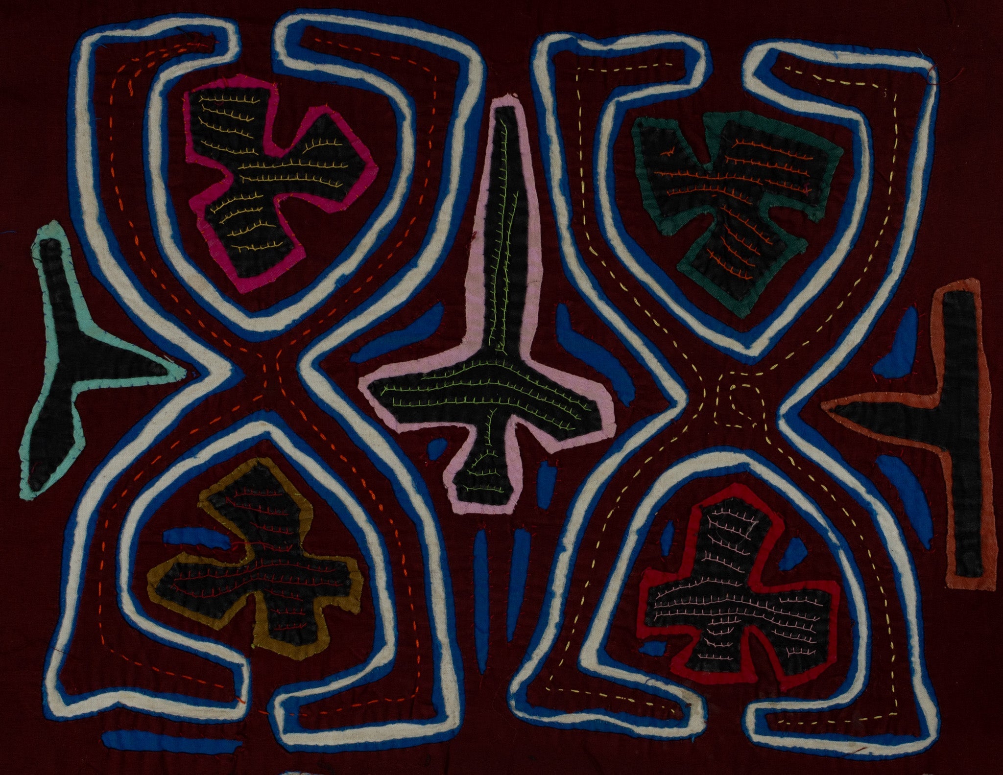 Traditional Maroon Blue And White Calisthenics Mola