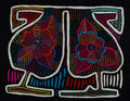 Traditional Black White And Red Floral Flower Mola