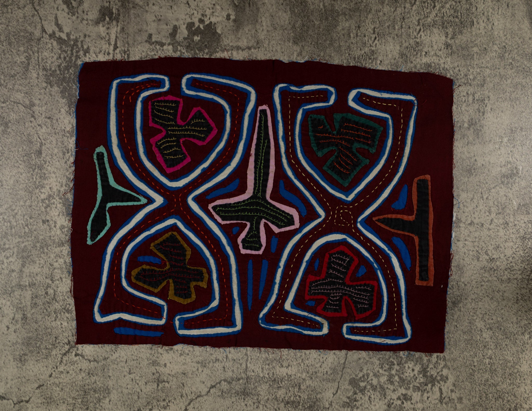 Traditional Maroon Blue And White Calisthenics Mola