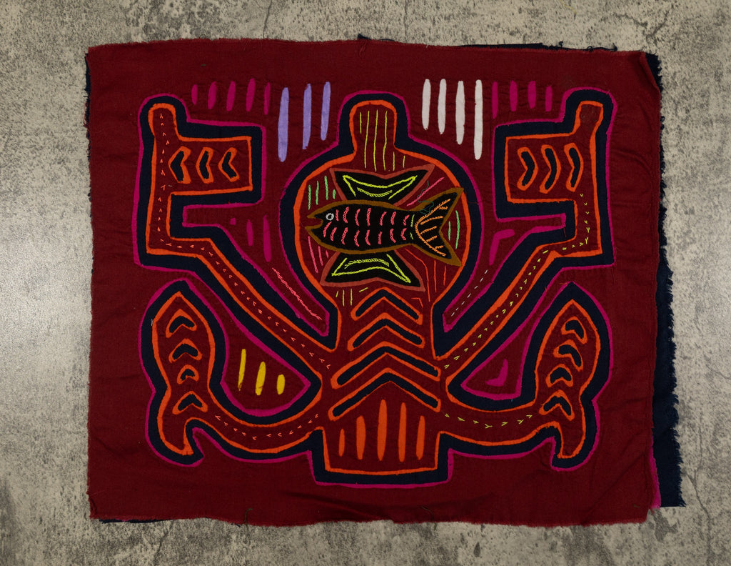 Traditional Red Orange And Black Classic Design Mola