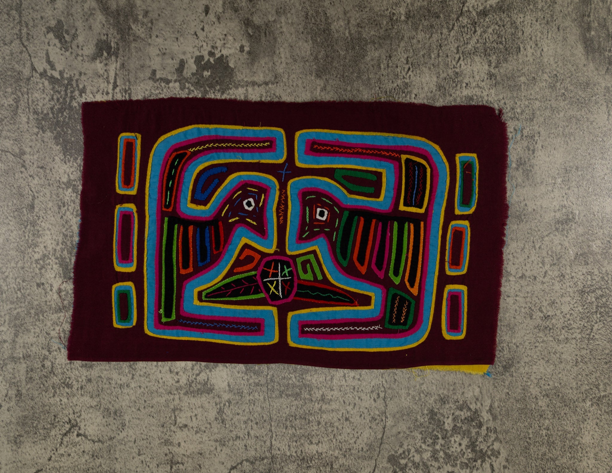 Maroon And Turquoise Optical Illusion Mola