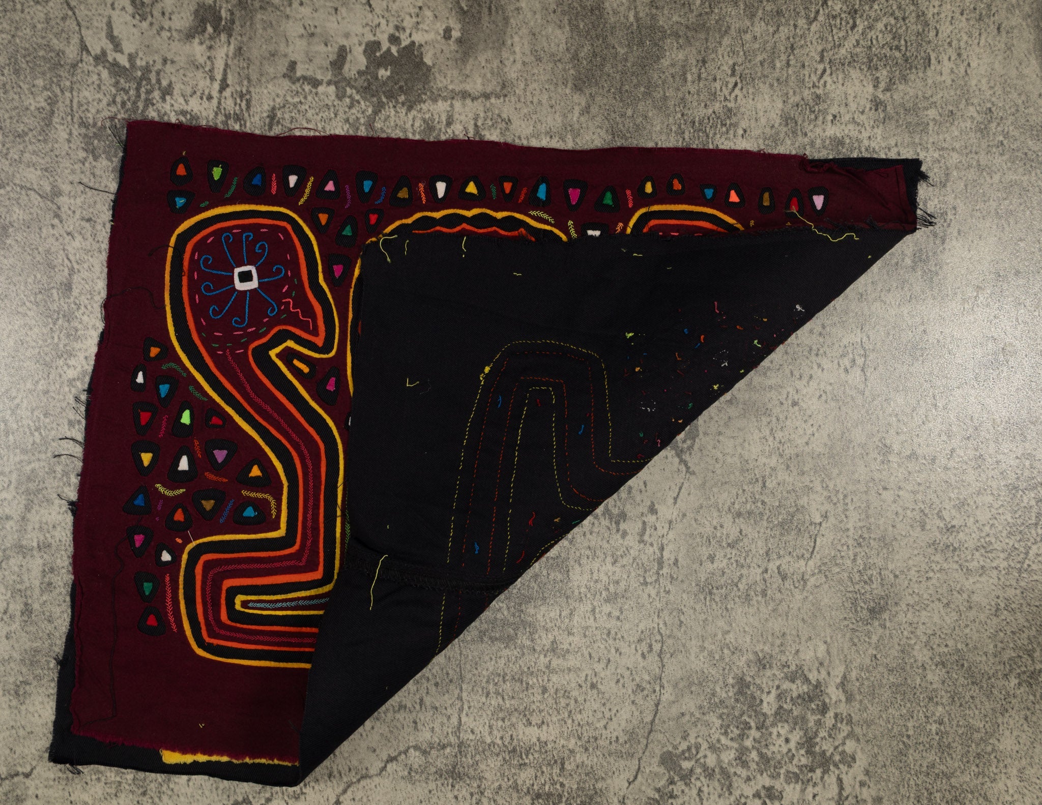 Traditional Burgundy And Yellow Flower Admirer Mola