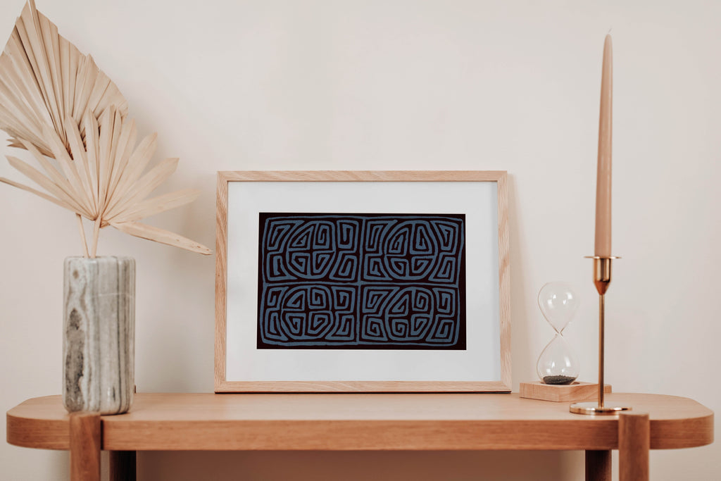 Classic Maroon And Blue Kuna Mola