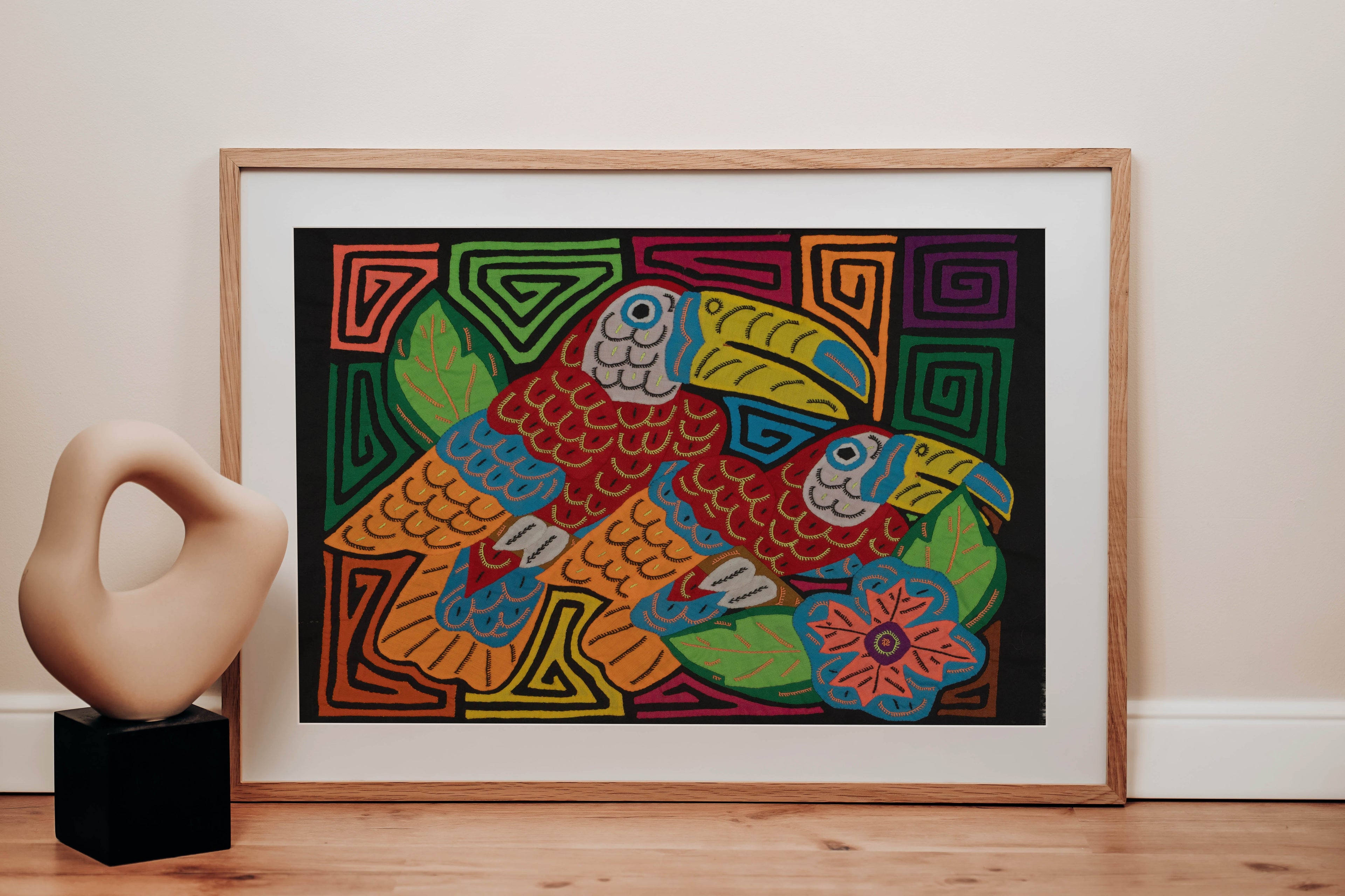Colorful Red Toucan Pair Mola