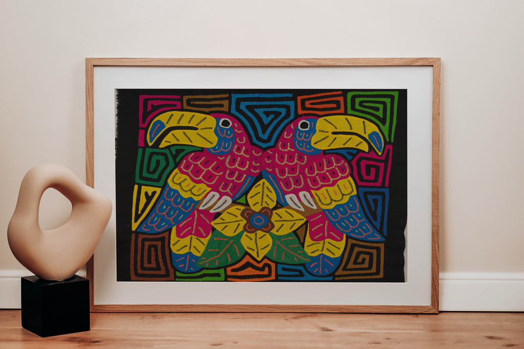 Fantasy Red Blue And Yellow Two Toucan Bird Mola