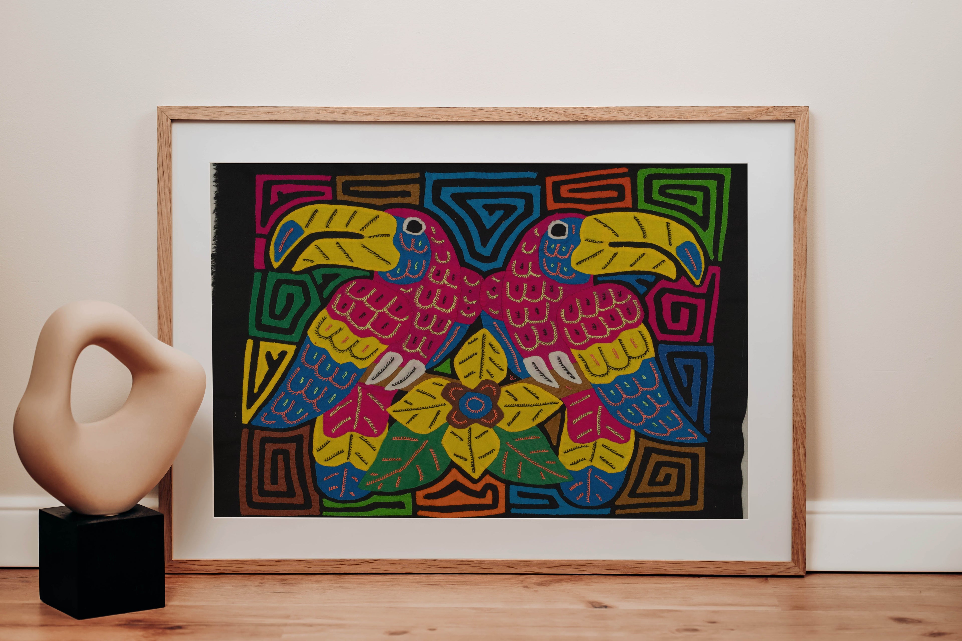 Fantasy Red Blue And Yellow Two Toucan Bird Mola