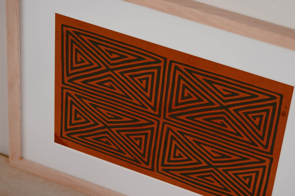Vintage Orange And Black Four Square Mola