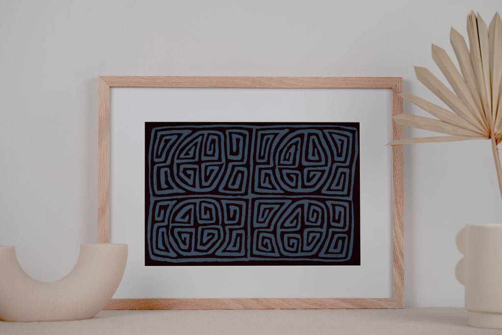 Classic Maroon And Blue Kuna Mola
