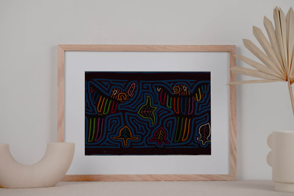 Traditional Burgundy And Blue Dueling Parrot Bird Mola