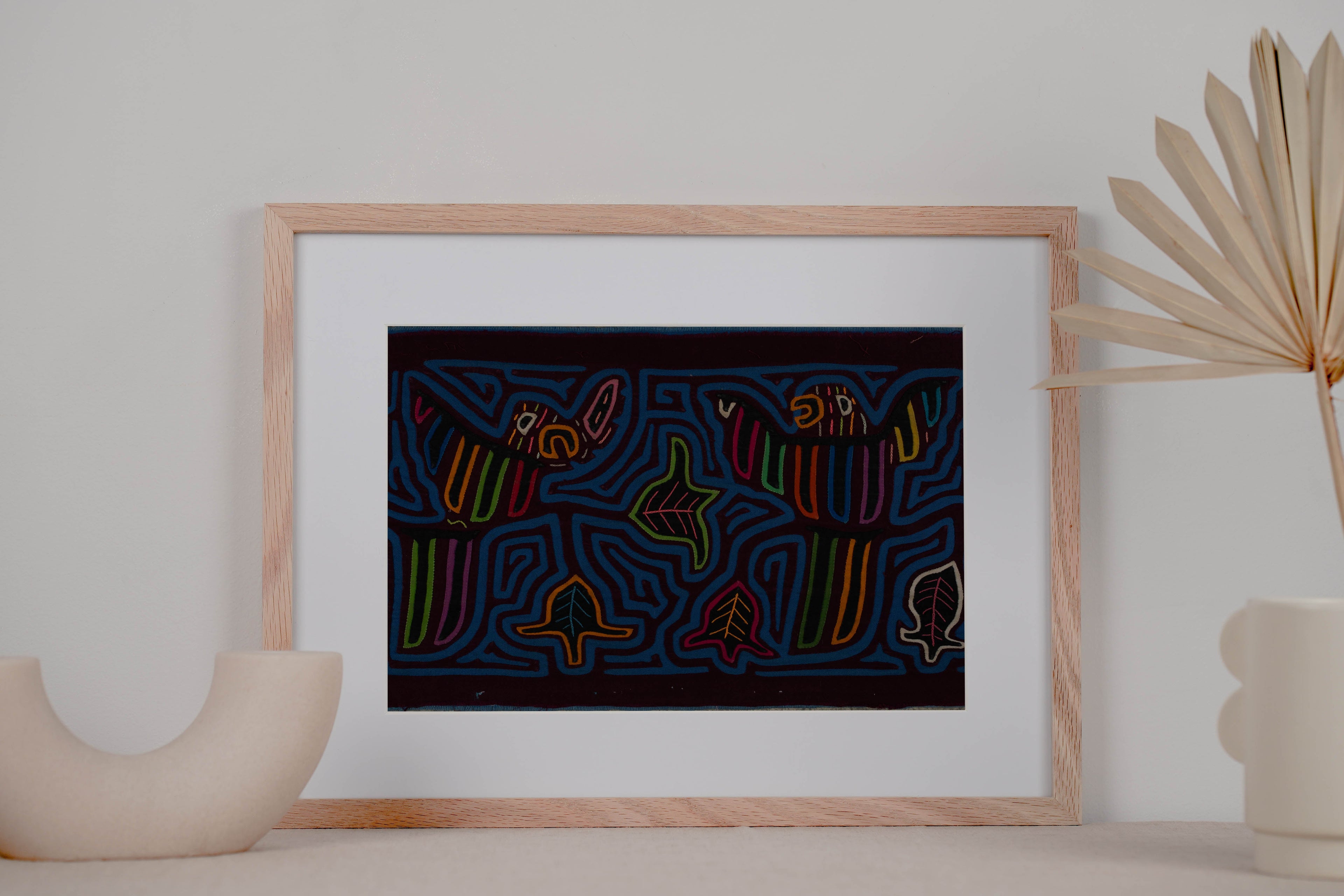 Traditional Burgundy And Blue Dueling Parrot Bird Mola